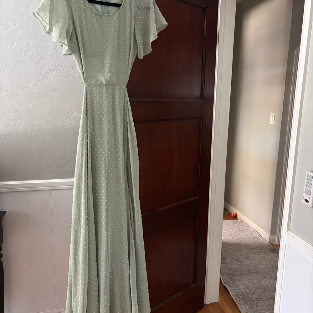 Lulu's Green Maxi Dress with Flutter Sleeves for Weddings